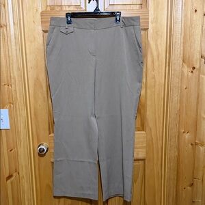 Talbots Signature Tan Wide Leg Trouser Pants, Size 18 Long.